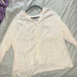 Old Navy White Long Sleeve Boxy Blouse